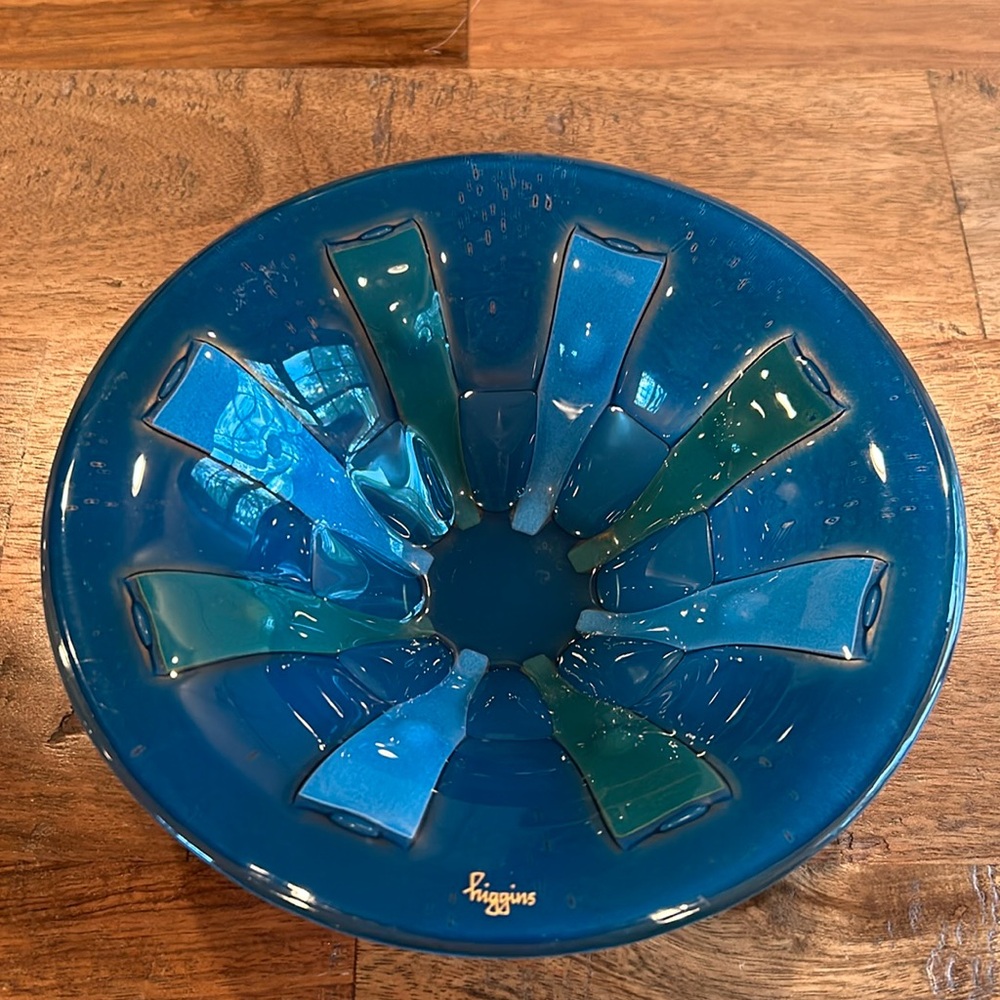 1960s Higgins Signed Siamese Art Glass Bowl, Mid-Century Mod